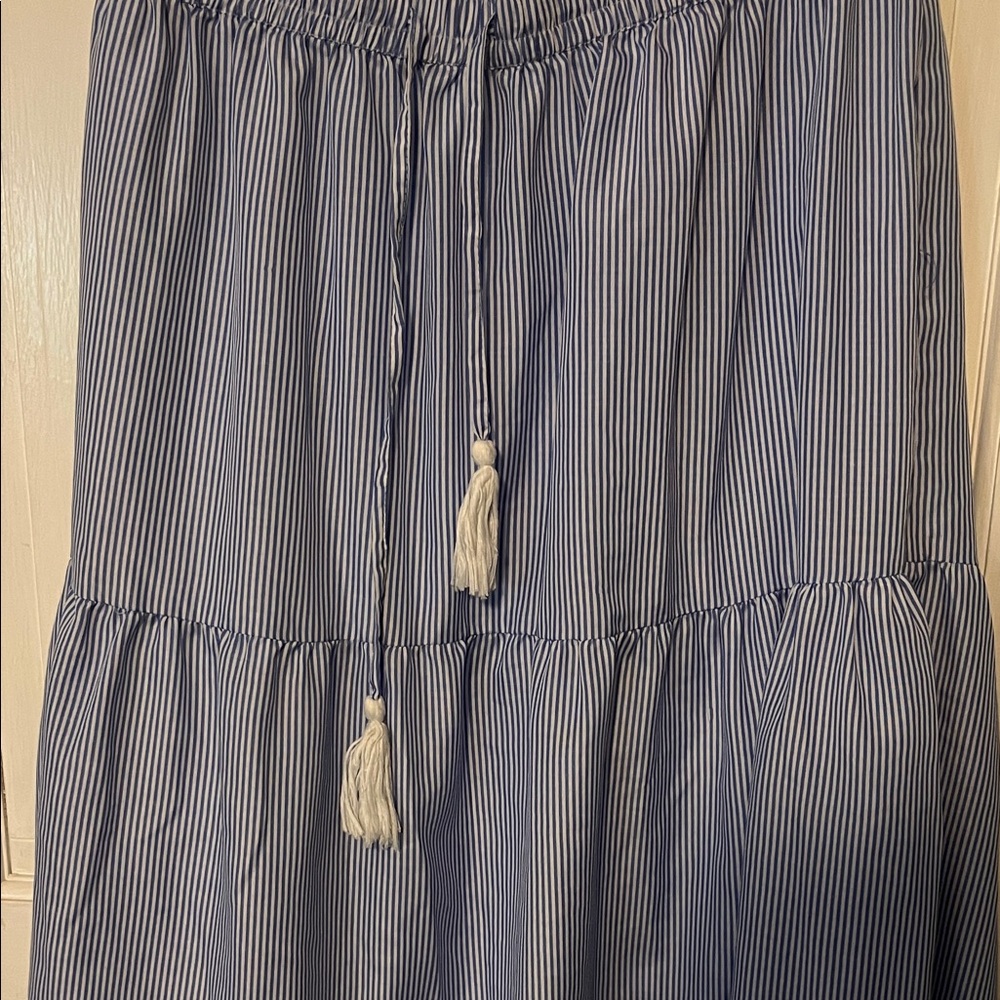 Striped Blue A-Line Skirt - Picture 3 of 4